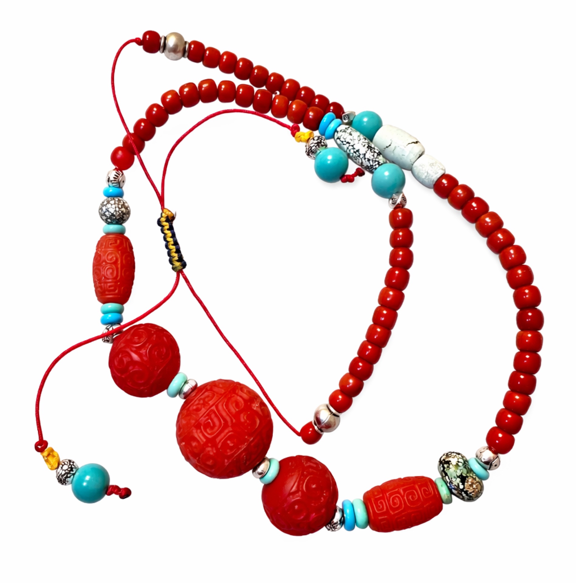 Nanhong Agate and Turquoise Necklace II